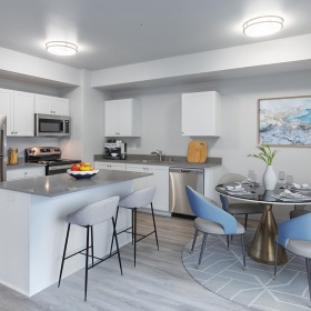 Kitchen lighted kitchen and dining areas